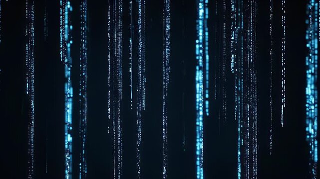 Blue Binary Code Rain Background Animation.
