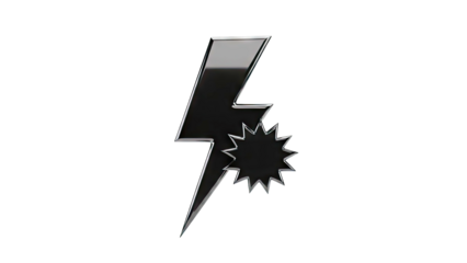 Black Lightning Bolt with Starburst Icon
