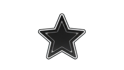 Glossy Black Star Shape with White Outline