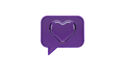 Purple Speech Bubble with Heart Icon