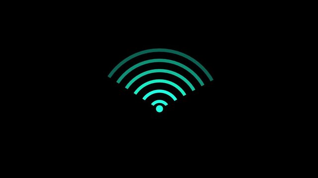 glowing turquoise wifi signal with black background represents connectivity and wireless.Wifi icon. Free wifi sign isolated icon. wi-fi network linear icon.. including Wifi signal 