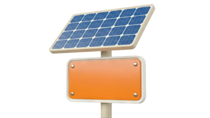 Solar Panel with Blank Orange Signpost
