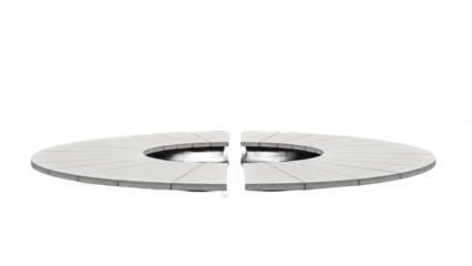 White bench with a hole in the middle. isolated illustration on transparent background