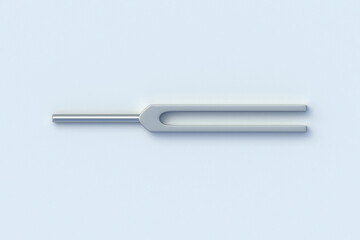 Tuning fork on light gray background. Top view. 3d render