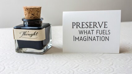 Elegant Ink Bottle with Cork Stopper and Inspirational Quote for Creativity and Writing Enthusiasts