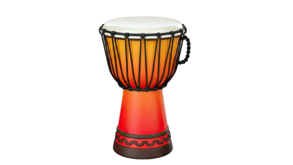 Djembe Drum with Gradient Orange and Red Body and White Head