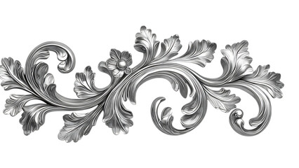 Intricate metal leaf design element isolated on transparent background
