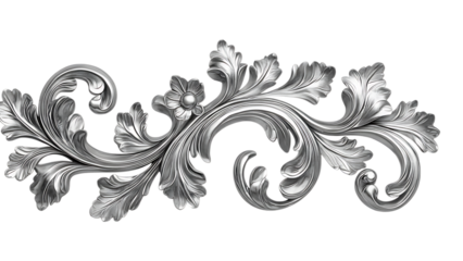Intricate metal leaf design element isolated on transparent background