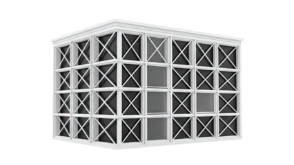 Modern White Lattice Window Building Facade