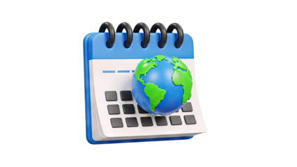 Calendar with Earth Icon
