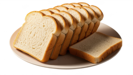 Plate of bread with a white background. isolated illustration on transparent background