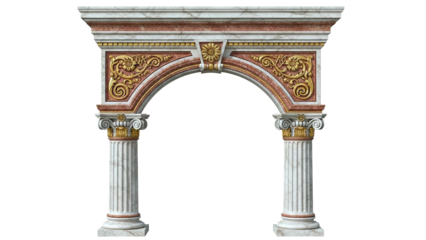 Ornate Archway with Ionic Columns and Gold Embellishments