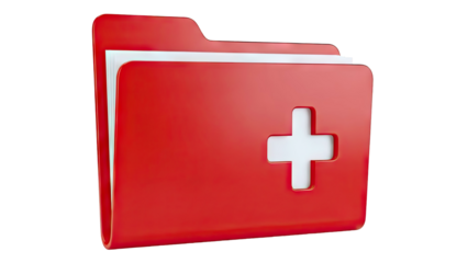 Red Medical Folder with Plus Sign