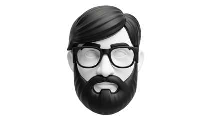 3D Render of a Stylized Male Head with Beard and Glasses