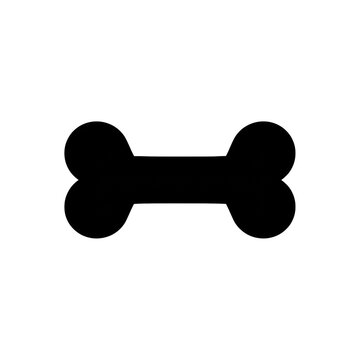 A perfectly centered, symmetrical, solid black dog bone silhouette, rendered in ultra-high resolution minimalist vector style against a stark white background. concept of pet food and animal welfare