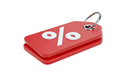 Red discount tag with percentage symbol