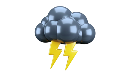 3D icon of a dark storm cloud with lightning bolts