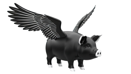 Black Pig with Wings