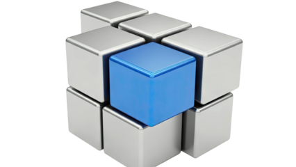 Blue Cube Contrasting Among Silver Cubes