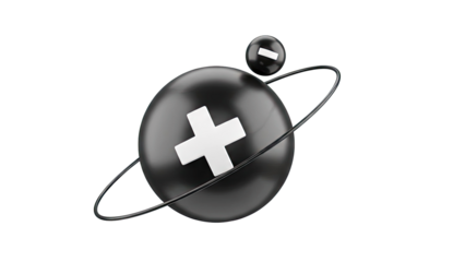 3D Render of Plus and Minus Symbols on Spheres with Orbit