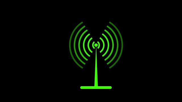 abstract background with connected line radio wave signal animated on black background. Digital radio waves circle diffusion. redio wave white Multicolor redio wave abstract vector background. abstrac