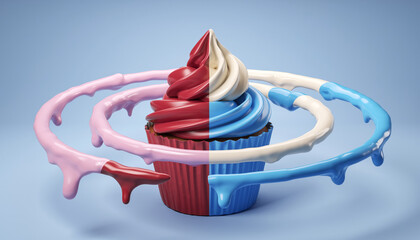 Two tone cupcake with floating icing