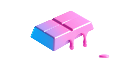 3D Render Pastel chocolate bar with drips against a black background