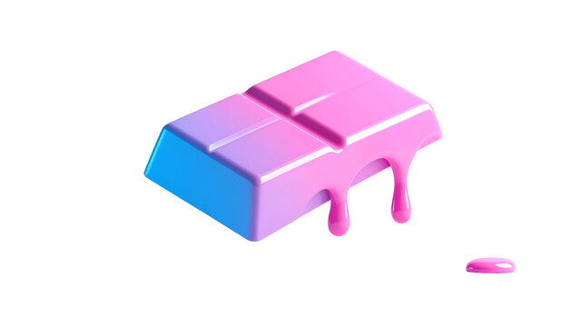 3D Render Pastel chocolate bar with drips against a black background - Powered by Adobe