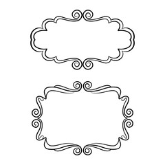 Vintage decorative frame border set with elegant black line swirls