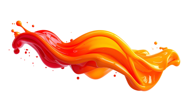 Vivid, flowing, abstract wave of blended orange and red paint - Powered by Adobe