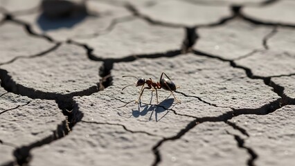insects in cracked ground, dry atmosphere