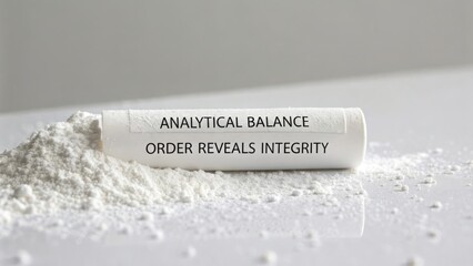 Analytical Balance with Label on Powdered Substance for Scientific Experiment and Quality Control Assessment