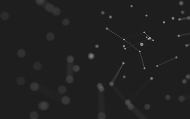 Abstract background. Molecules technology with polygonal shapes, connecting dots and lines. Connection structure. Big data visualization.