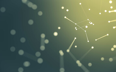 Abstract background. Molecules technology with polygonal shapes, connecting dots and lines. Connection structure. Big data visualization.