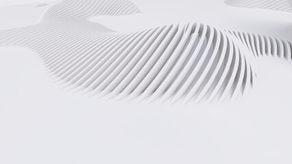 Abstract Curved Shapes. White Circular Background.