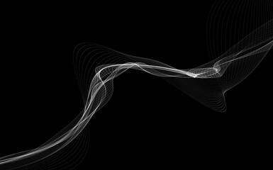 Dark abstract background with a glowing abstract waves