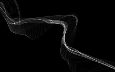 Dark abstract background with a glowing abstract waves