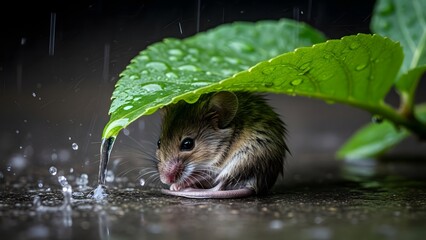 squirrels taking shelter under leaves in the forest