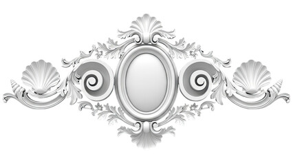 Ornate White Scrollwork Oval Frame with Seashell Motifs