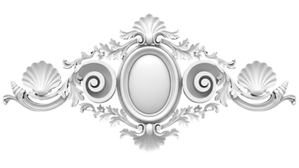 Ornate White Scrollwork Oval Frame with Seashell Motifs