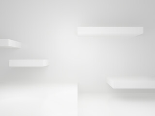 White geometric background with shelves