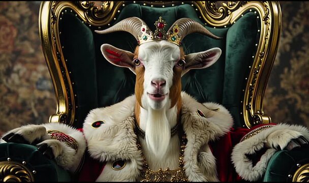 AI GENERATIVE , king of the goats with an annoying face