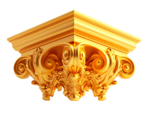 Ornate golden corner element with detailed swirling scrollwork