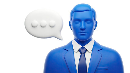 Blue Mannequin with Speech Bubble