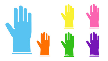 Obraz premium Colorful rubber gloves in various shades isolated on white background