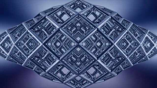 An abstract blue background featuring a 3d render of a creative idea symbol over a seamless technology pattern with antique metal architecture details and a modern computer keyboard texture - Powered by Adobe