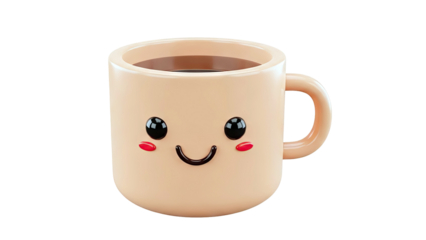 Kawaii Coffee Mug with Happy Face