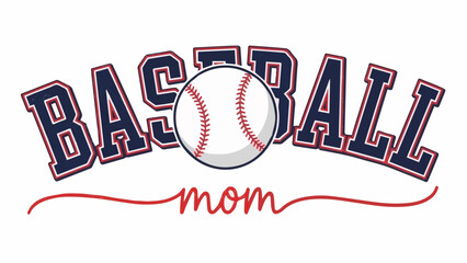 Baseball Mom Varsity Style Typography Graphic with Baseball Illustration for T-shirt Design and Apparel