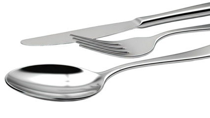 Polished Silverware: Spoon, Fork, and Knife Set