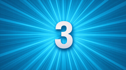 Number 3 displayed prominently against a vibrant blue background